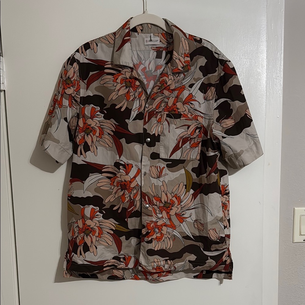 Moncler Floral Pattern Shirt in Orange and Brown